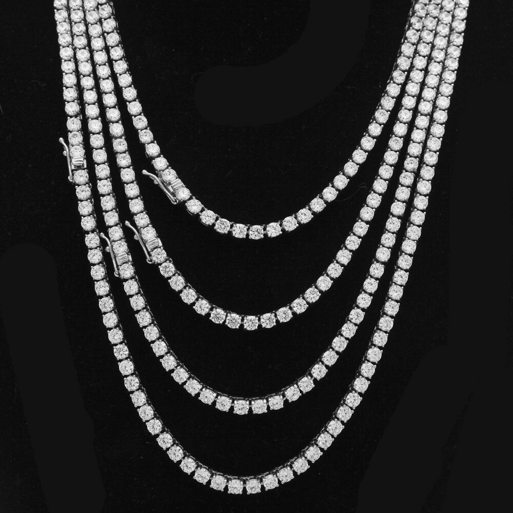 Mens Tennis Chain Necklace 100% Stainless Steel Cubic Zirconia Chain Bracelet