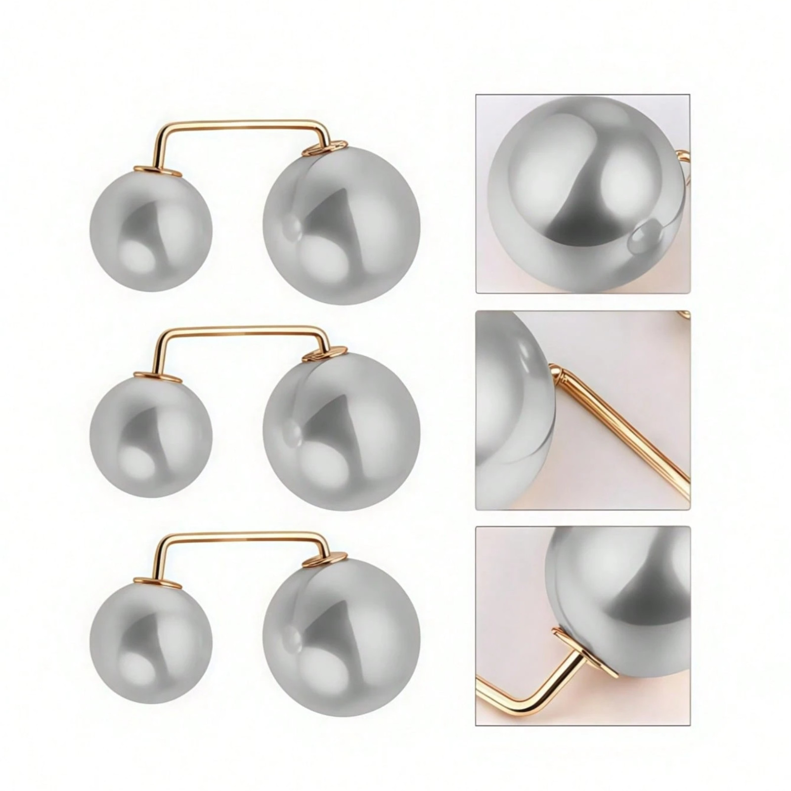Faux Pearl Brooch Pins 3p Women Pearl Pin Sweater Shawl Clips DIY Craft Supplies