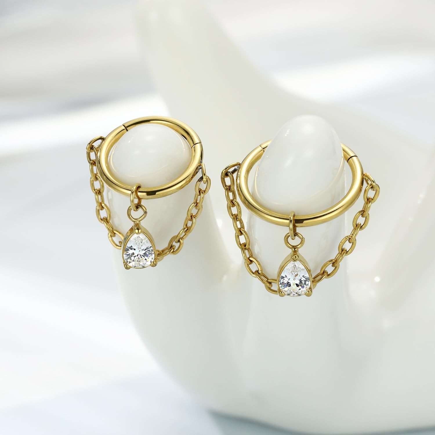PEAKLINK Dangle Conch Hoop Earring 16G Chain Conch Jewelry 316L Surgical Stee…