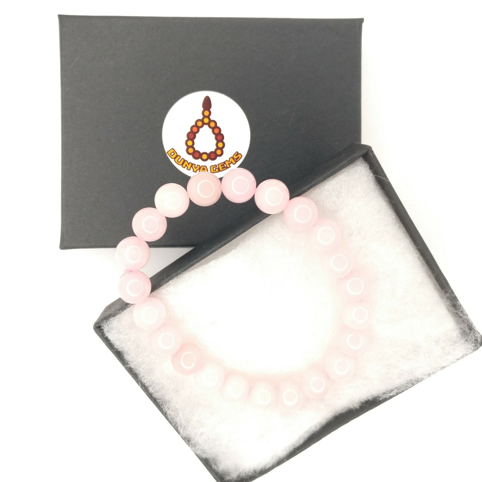 Natural Gemstone Elastic Cord Bracelet Rose Quartz 8mm Pink Christmas Gift 009