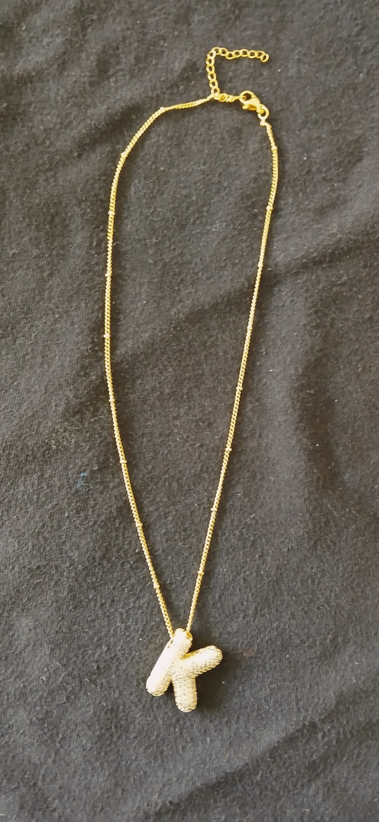 Letter “K” Rhinestone Crystal Pavé Pendant Necklace On A Cable Chain