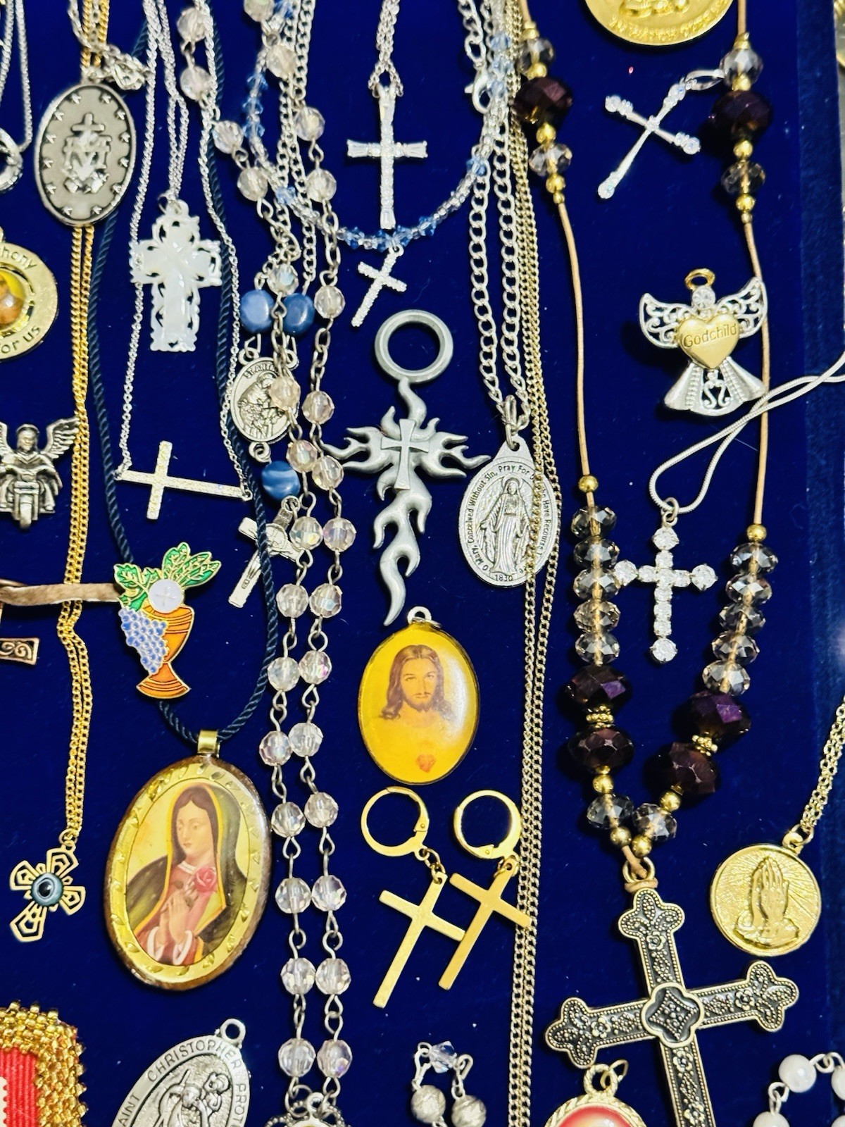 Vintage Modern Religious Cross Necklace Jewelry Lot 115+ Italy Germany Bethlehem