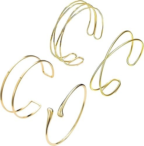 14k Gold Plated Adjustable Gold Arm Cuff Bracelet for Women Arm Jewelry Set