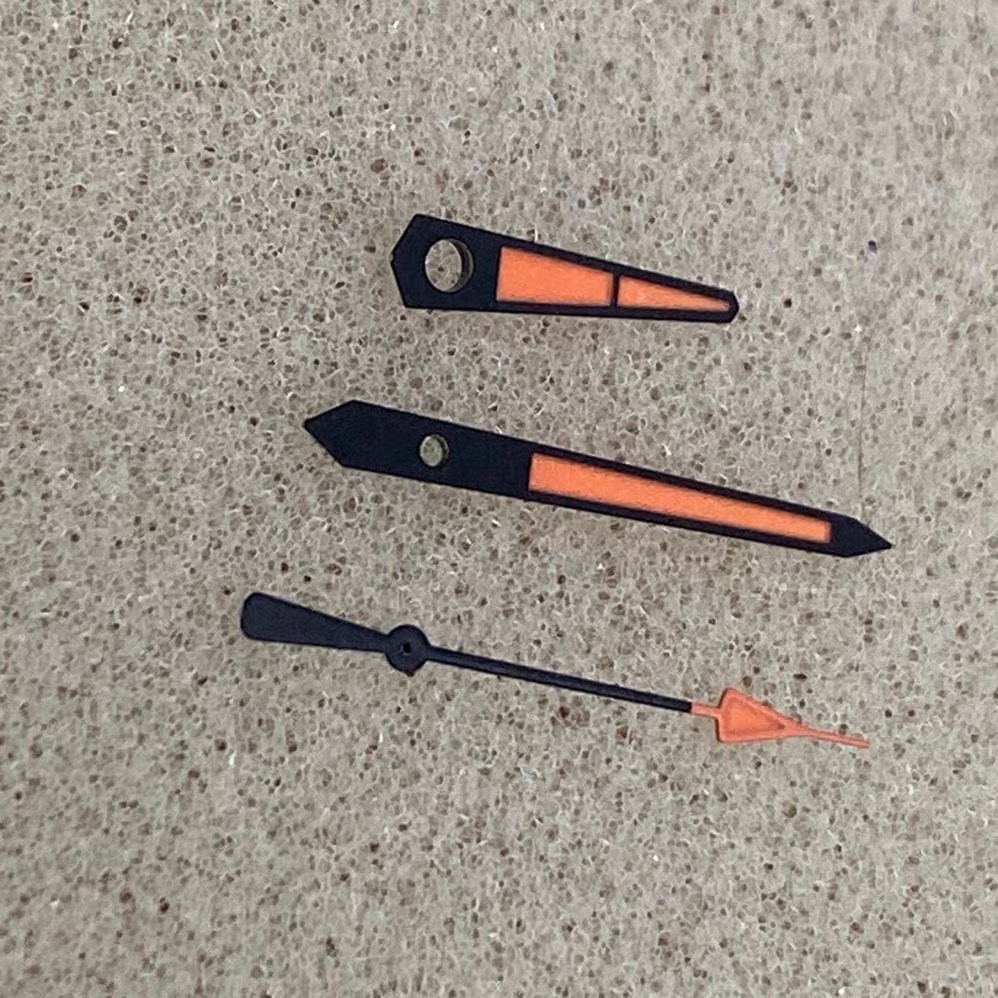 1 Set Watch Hand Black Orange 9.5x15x15mm For NH35 NH36