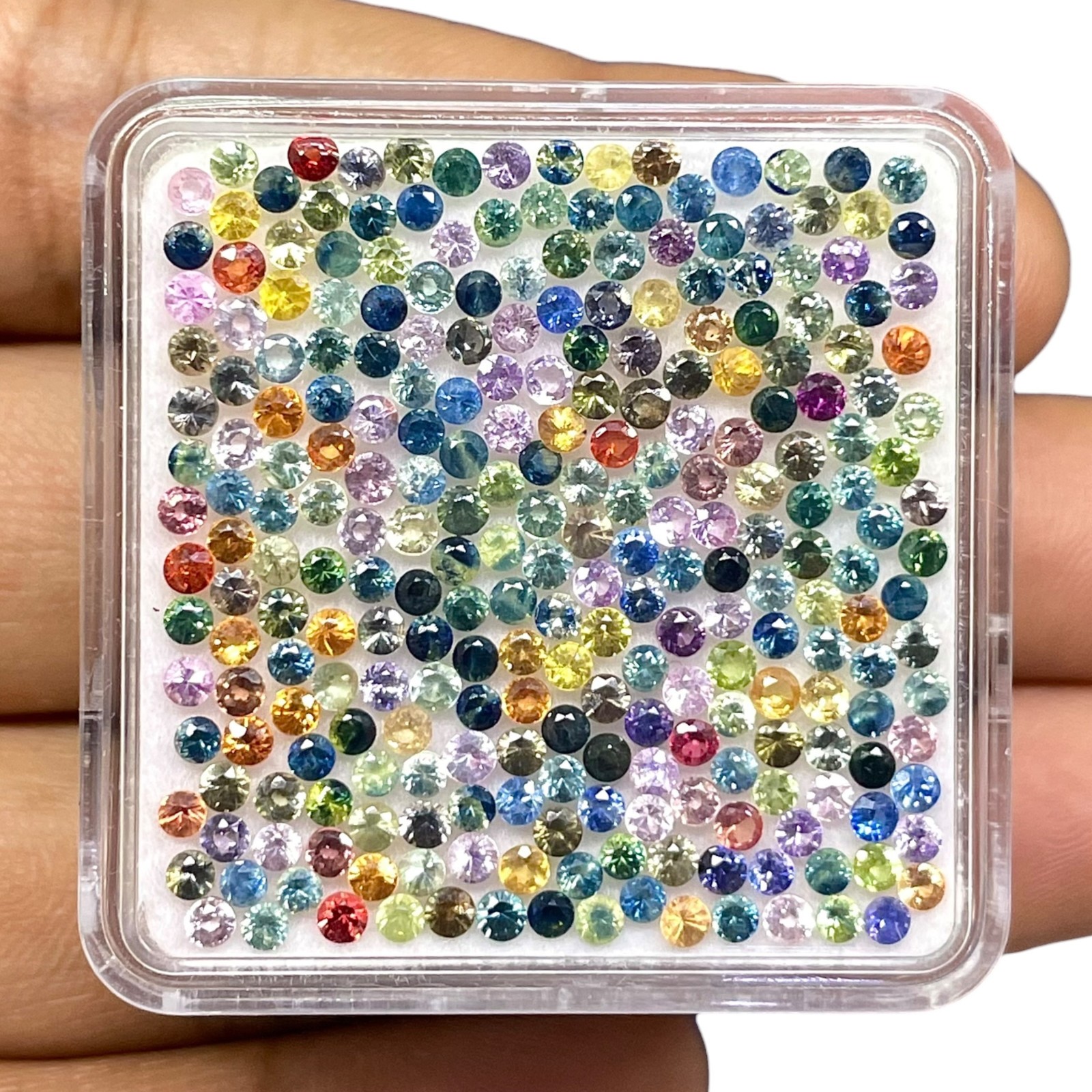 25 Pcs Natural Multi Sapphire Ceylon 2mm Round Diamond Cut Loose Gemstones Lot