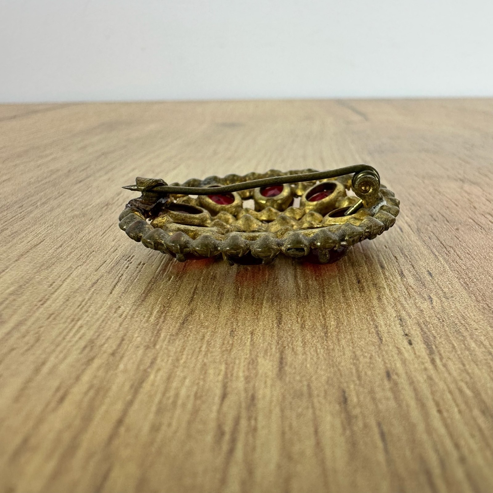 Czech Republic Vintage brooch – USSR jewelry – soviet Red stone