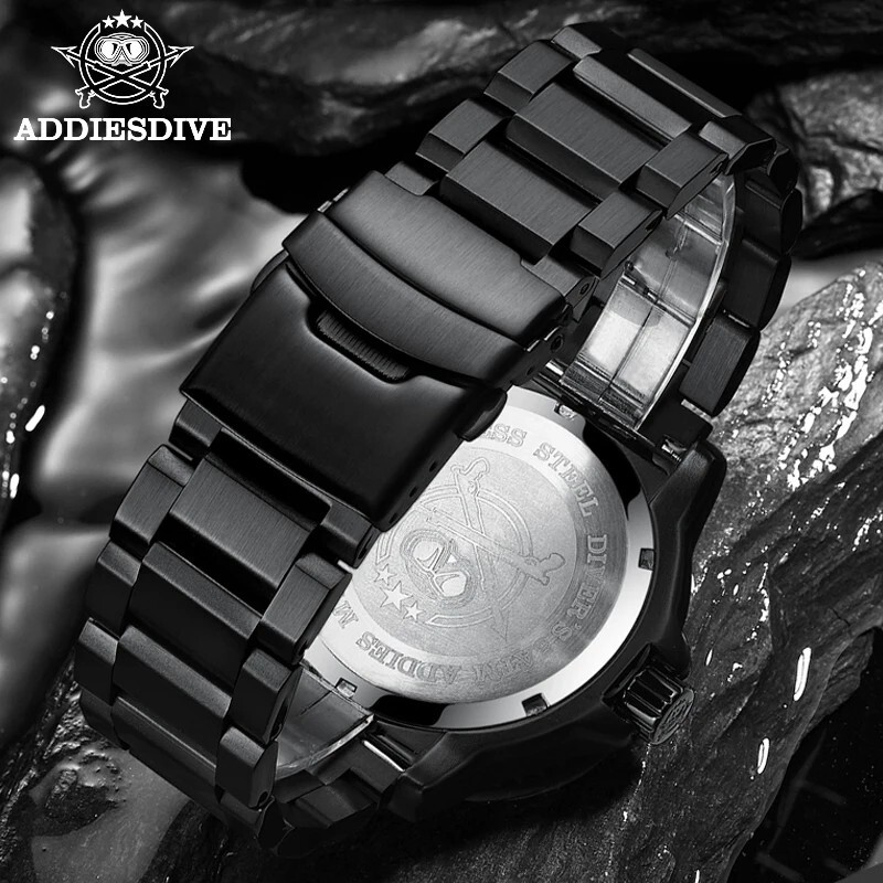Addiesdive 44MM Luminox Style Steel Black Watch W/Hardcase Free Shipping USA