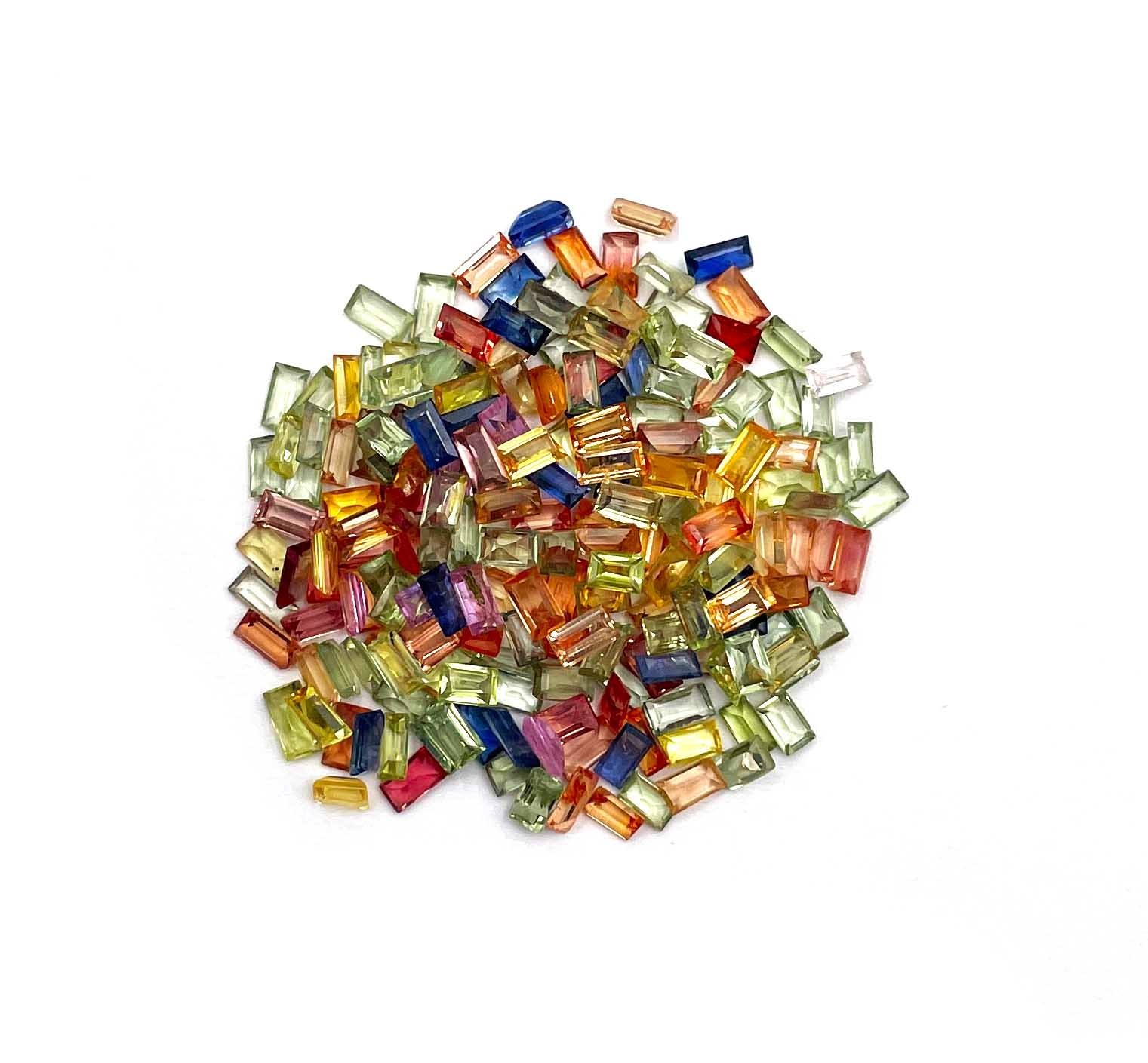 Natural Multi Sapphire Baguette Cut Loose Gemstone Lot 10 Pcs 2*3.50 MM 1 CT