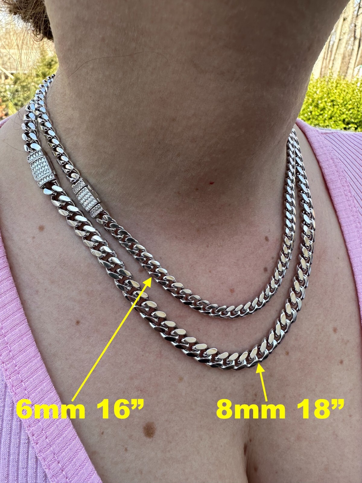 Baguette MOISSANITE Real Miami Cuban Link Chain Necklace Or Bracelet 925 Silver