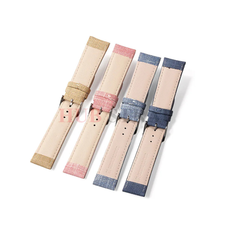 Vintage Denim Pattern Nylon Leather Watch Strap Band 12 14 16 18 20 22mm