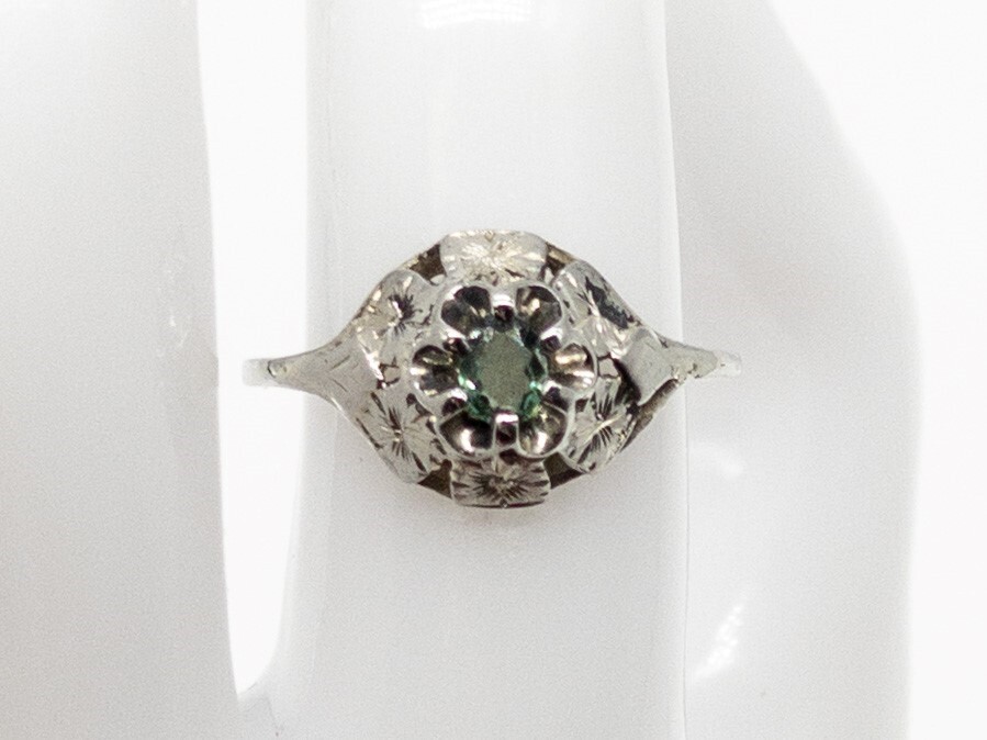 Antique 1920 $2400 .33ct AAA+++ Natural Alexandrite 18k White Gold Filigree Ring