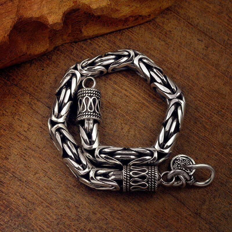 New 925 Sterling Silver Plated 6mm Wide Bali Byzantine King Chain Bracelet