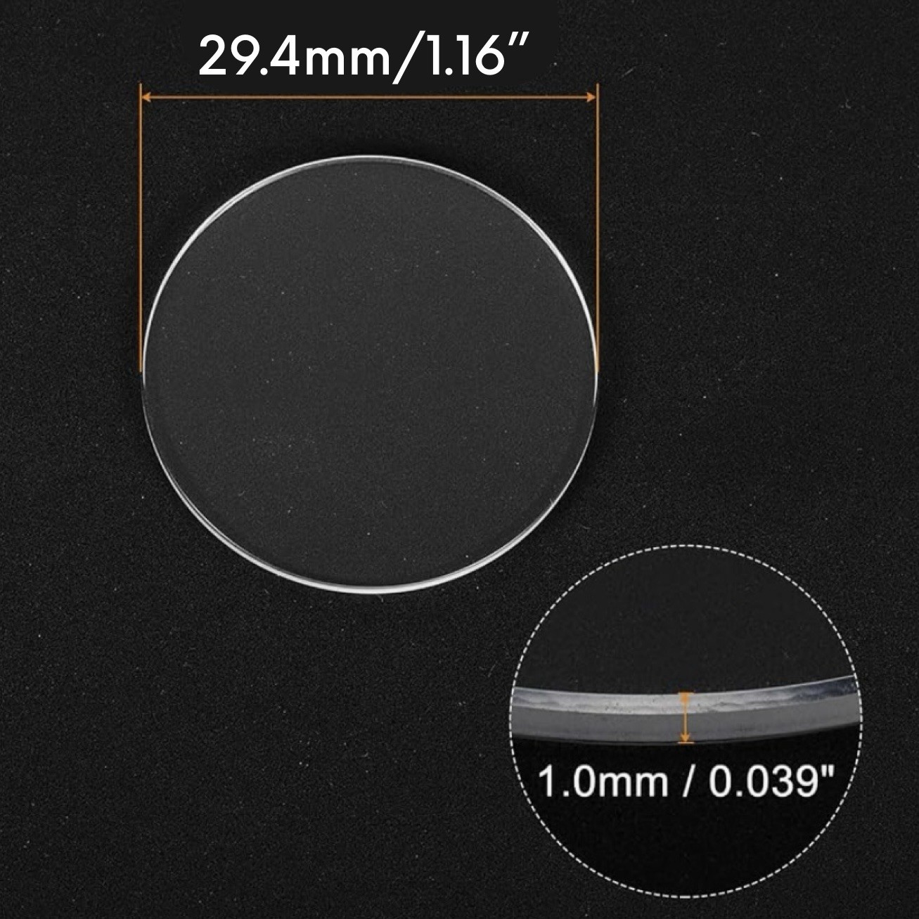 New 29.4 mm x 1 mm Watch Crystal – Flat Round Mineral Glass