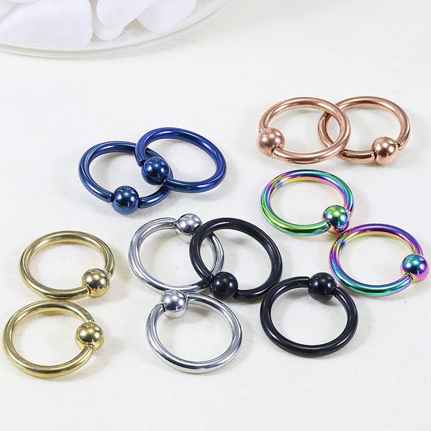 14G Septum Nose Rings Eyebrow lip Rings Lobe Earrings Hoop 316L Surgical Stee…