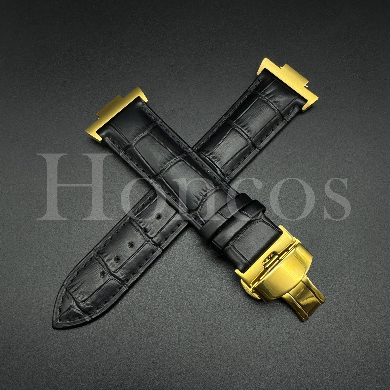 Black Genuine Leather Alligator Watch Strap Fits for Tissot PRX Clasp Adapter US