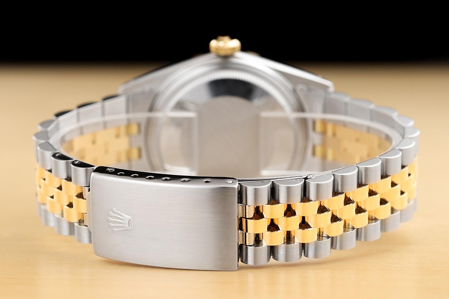 ROLEX MENS DATEJUST 16233 BLUE DIAL 18K YELLOW GOLD STEEL JUBILEE BAND WATCH