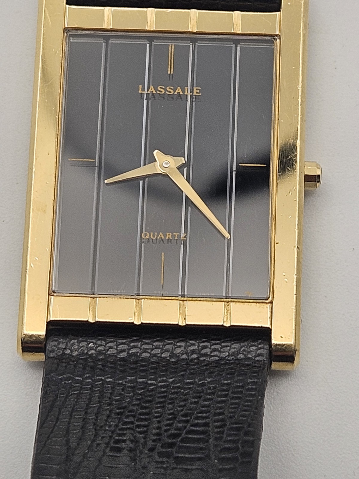 Seiko Lassale Men’s Vintage Gold Tone Watch Quarts Tank Style, Ultra Thin, Works