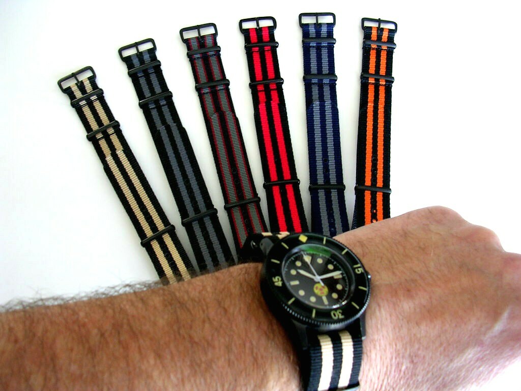 NATO G10 PVD nylon Military Army Diver watchband RAF strap Bond stitch IW SUISSE