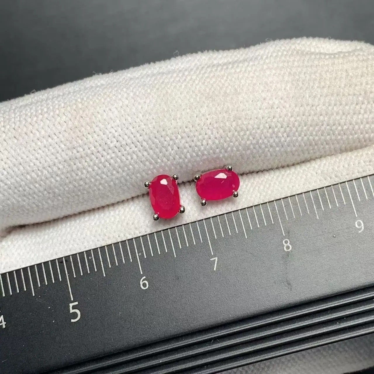 Oval Natural Ruby Earrings Women 925 Sterling Silver Stud Earring Party Jewelry