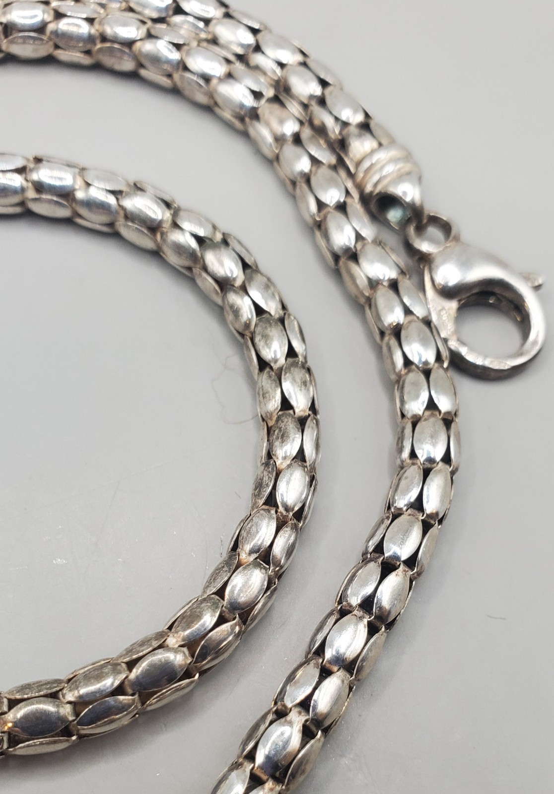 DOBBS ITALY 925 Sterling Popcorn Chain Set 18″ Necklace & 7.25″ Bracelet 5.35mm