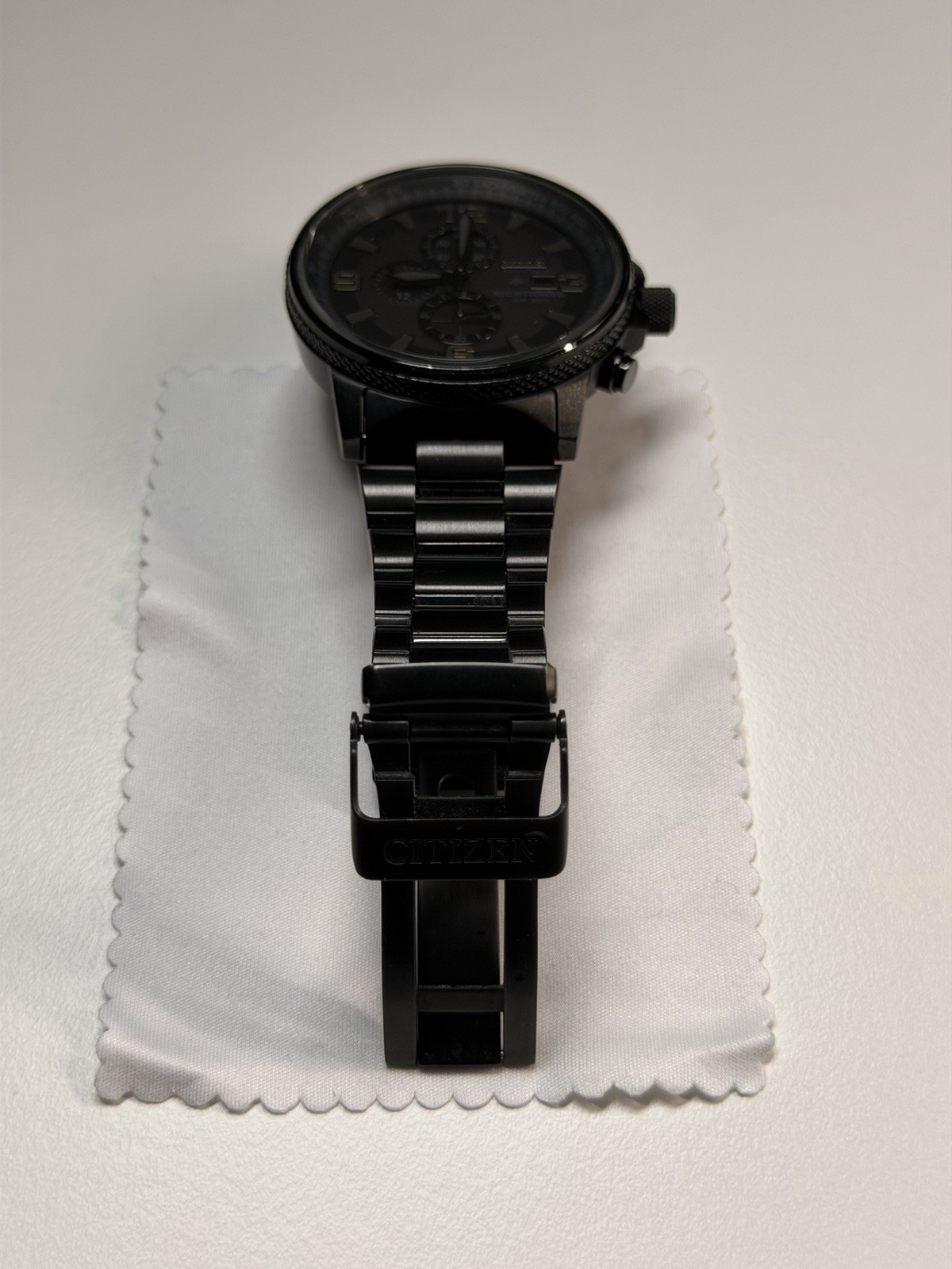 Citizen mens Eco-Drive Weekender Nighthawk Chronograph Watch In Black IP