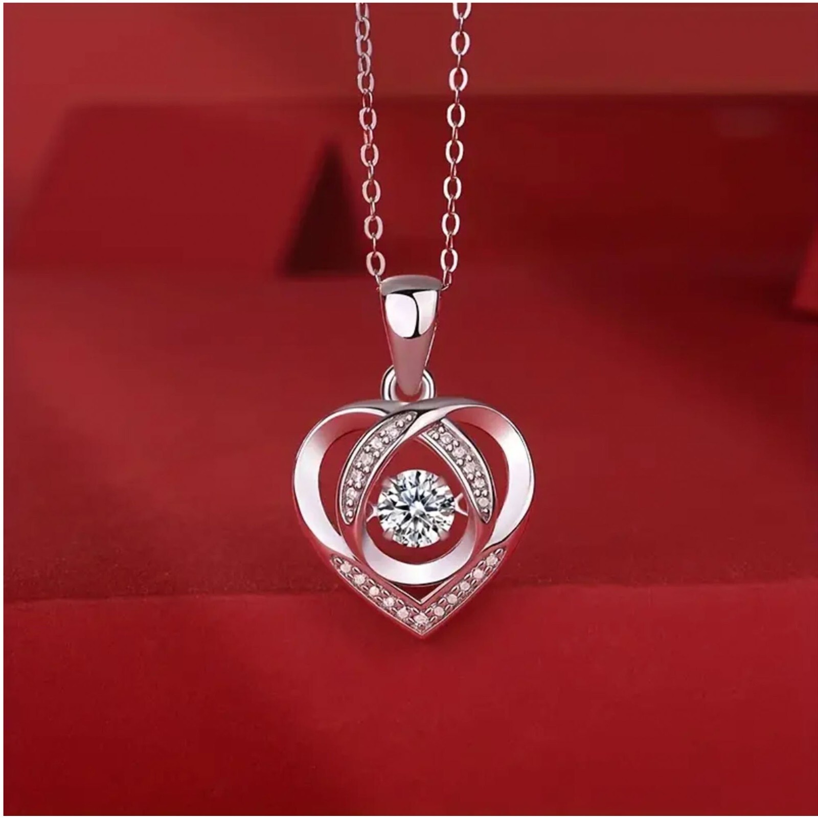 Love Heart Moissanite Elegant Design Fashion Pendant Necklace Jewelry Gift
