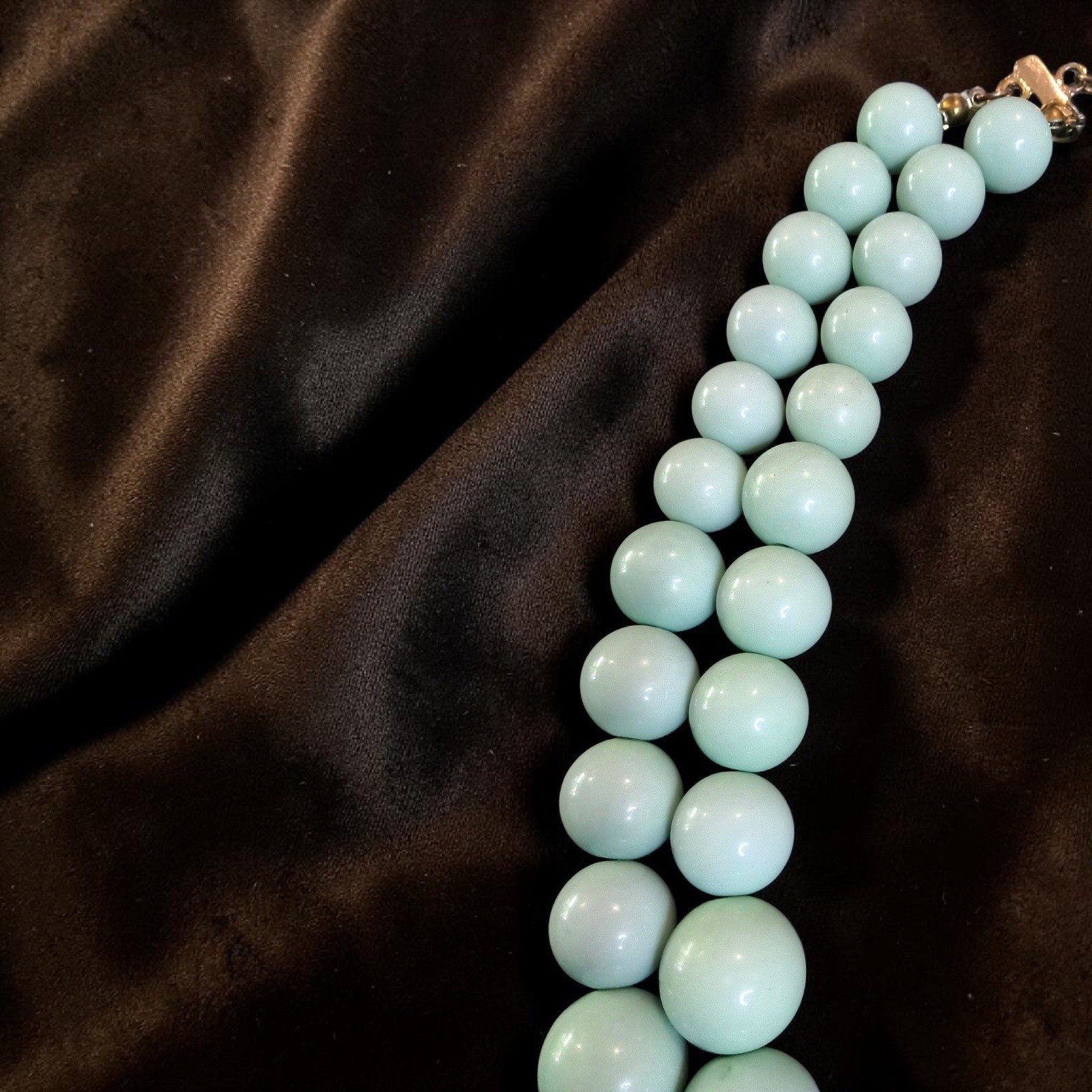 Vintage Robin Egg Blue Bubblegum Bead Faux Pearl Statement Necklace Graduated
