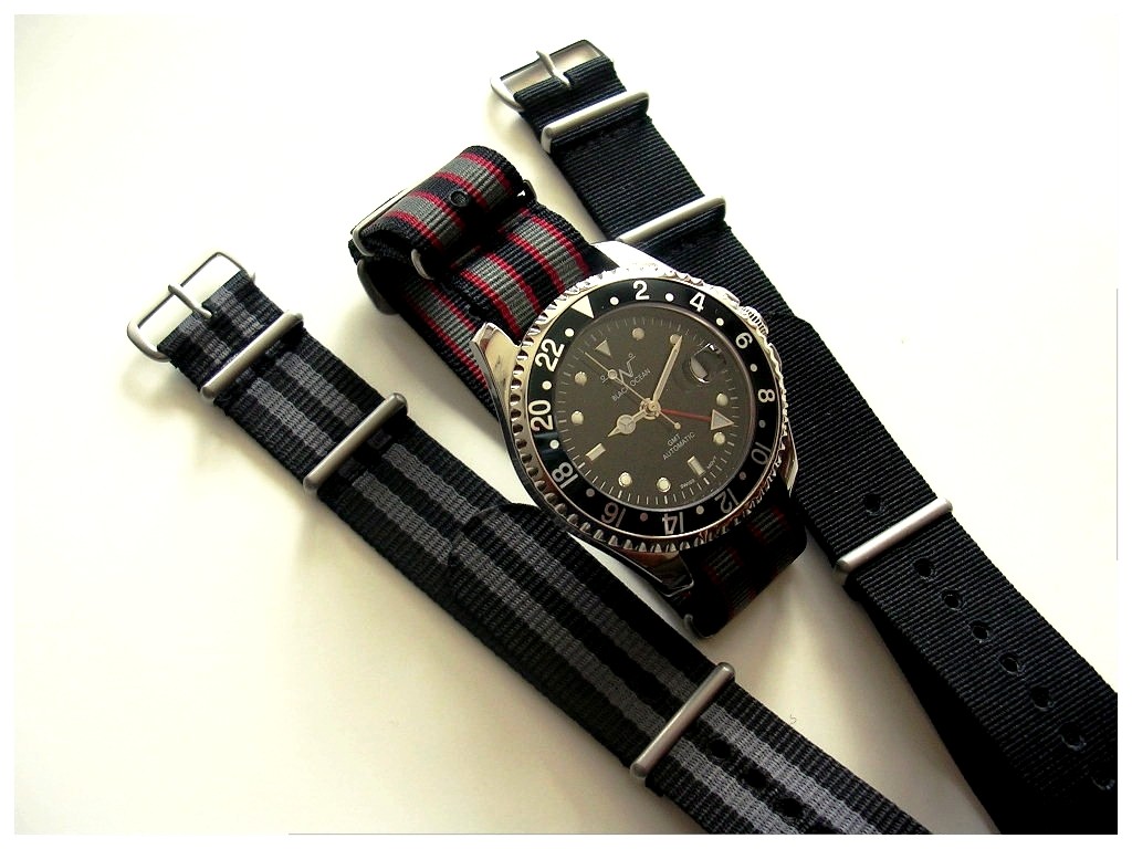 24mm Bonded striped NATO G10 military Pilot watch band strap 2 pak RAF IW SUISSE