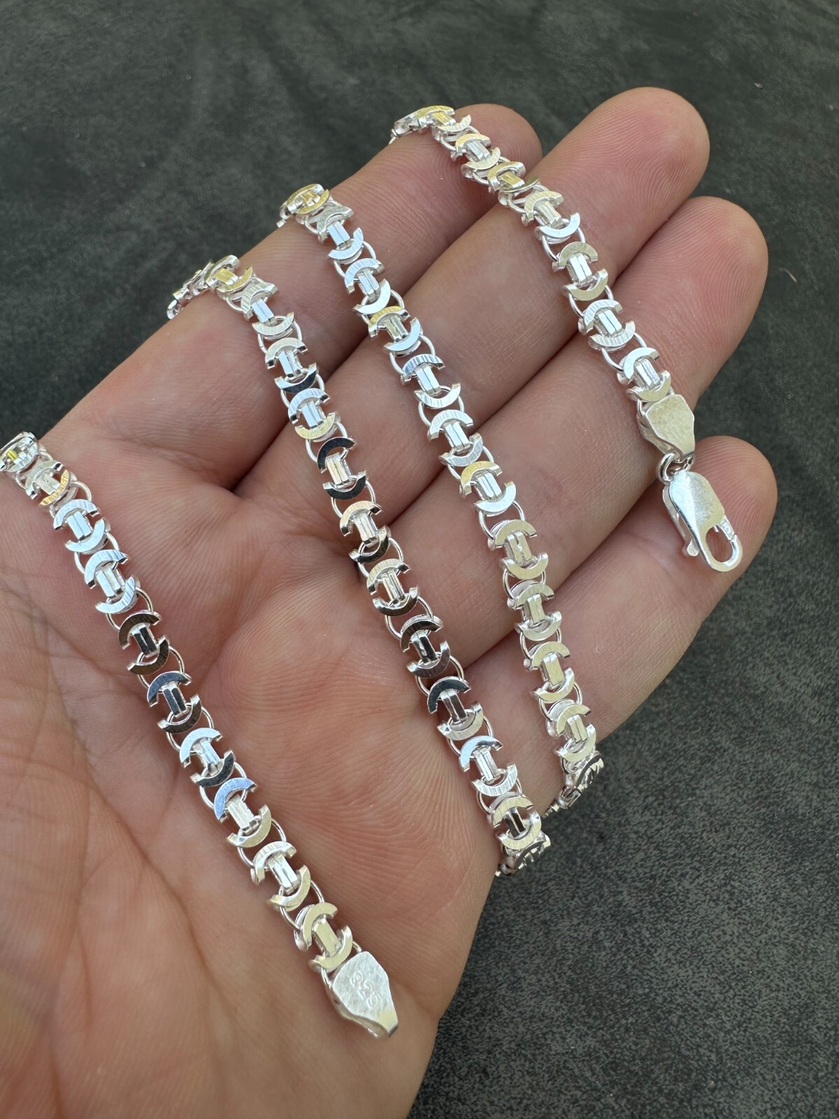 Real Solid 925 Sterling Silver Flat Byzantine Chain Mens Necklace Or Bracelet