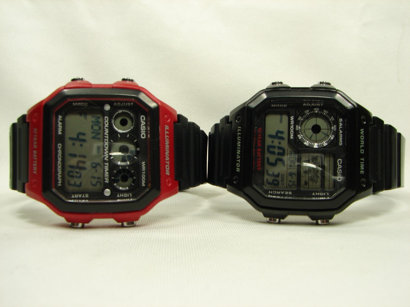 Mens CASIO Illuminator AE-1300WH & AE-1200WH Digital Watches Lot