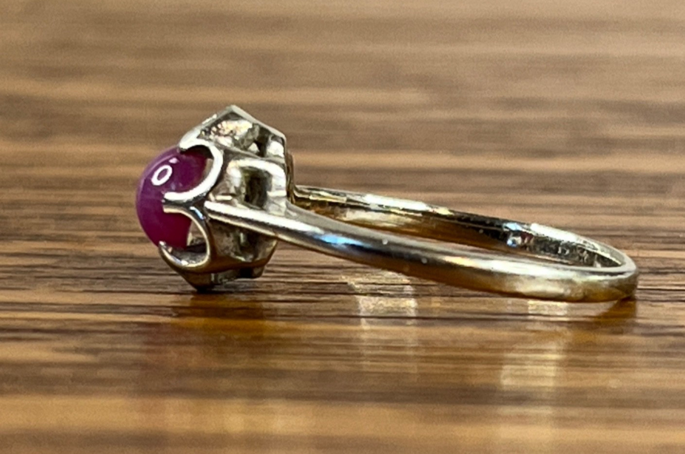 1960s Pink Star Sapphire Ring Belcher Buttercup 10K White Gold Size RAREnot blue