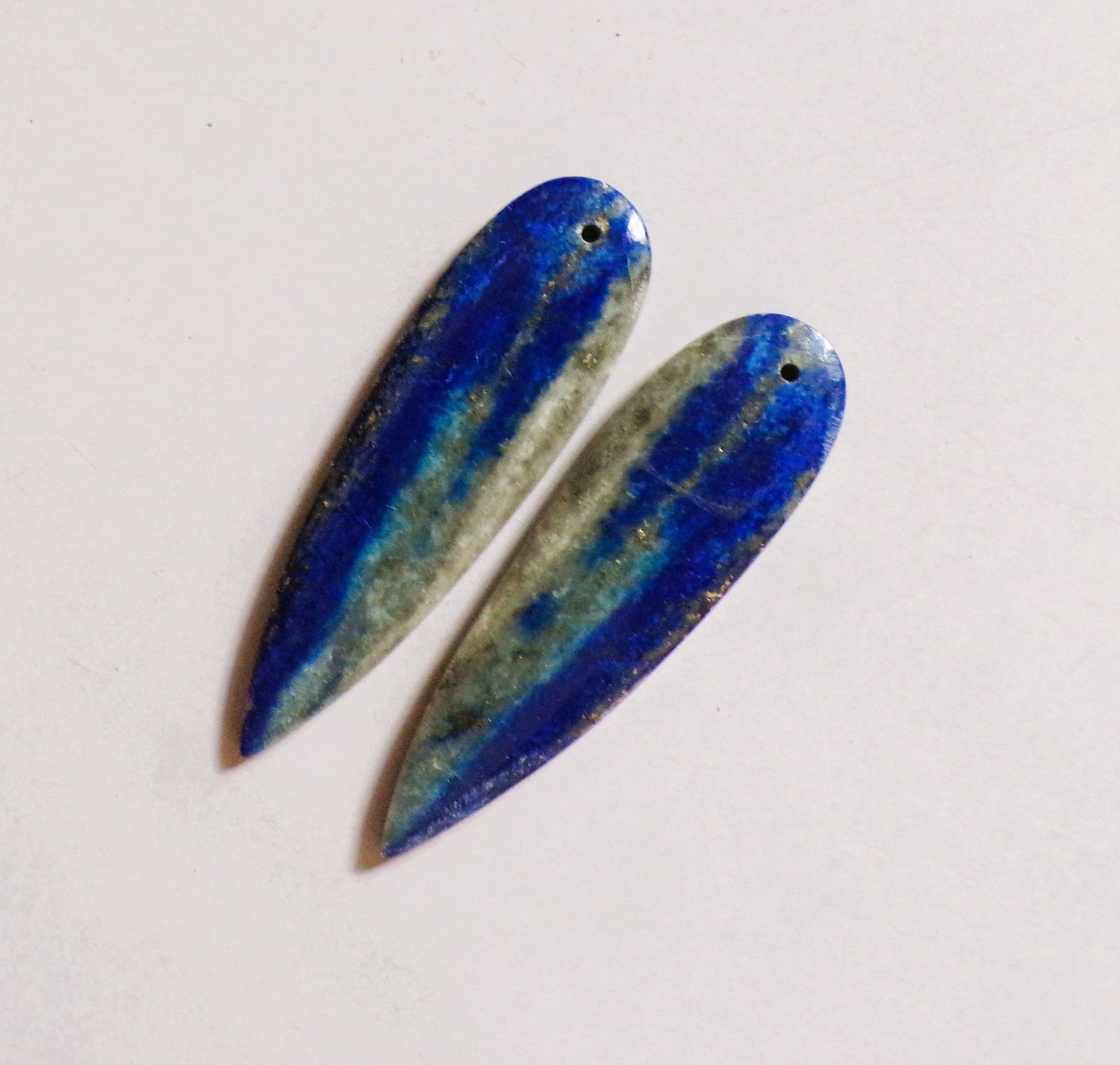 56.55 Cts Natural Lapis Lazuli Drilled Cabochon Match Pair Gemstone 49X14MMDE-72