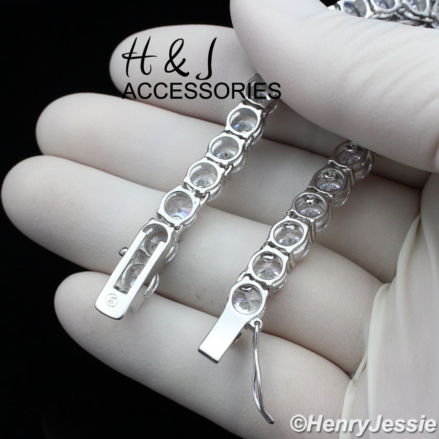 MEN 14K WHITE GOLD PLATED 18″20″24″30″X6MM 1 ROW TENNIS CZ CHAIN NECKLACE*BN3
