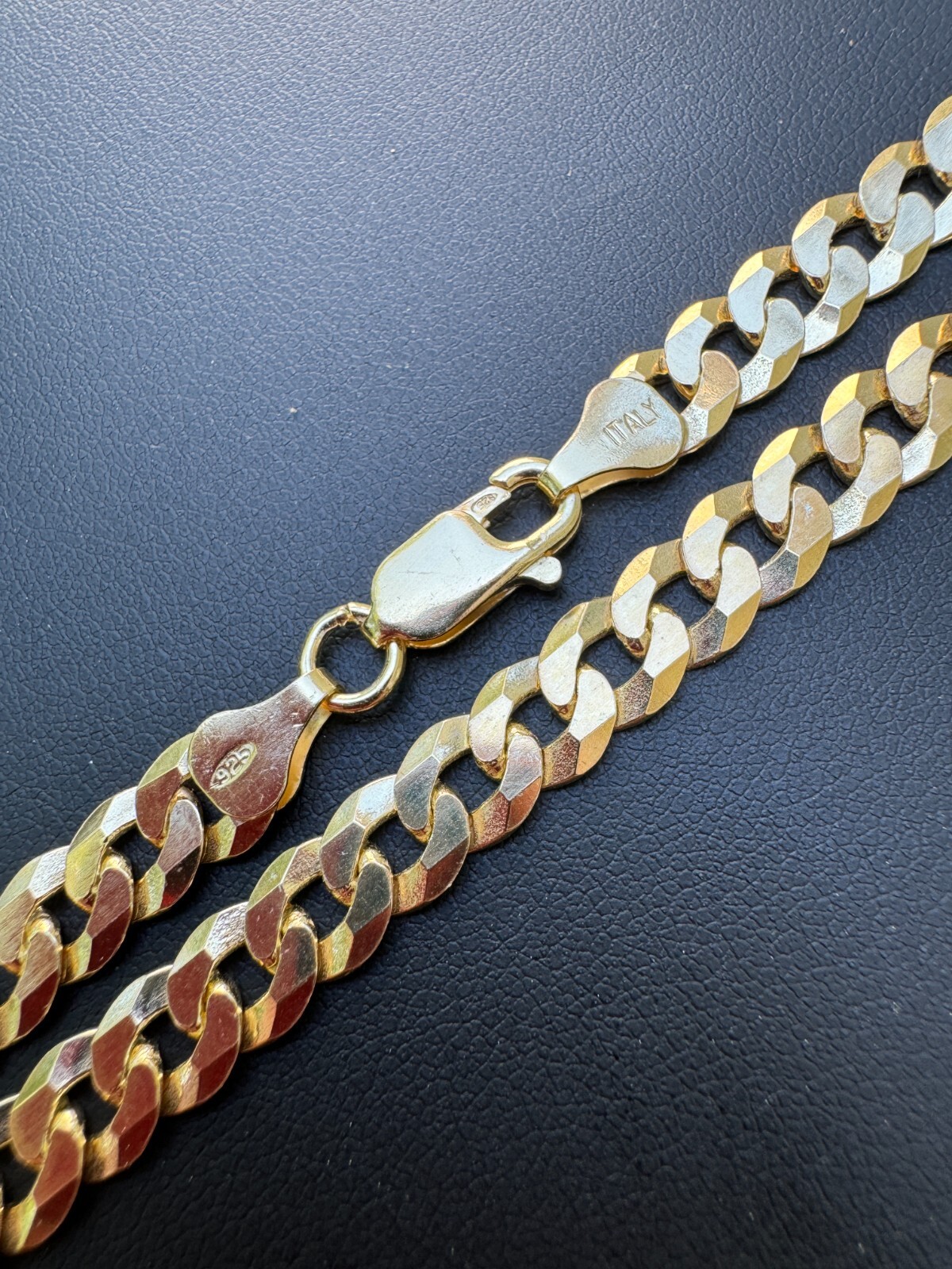 REAL Solid 925 Silver 14k Gold Plated Flat Cuban Link Chain Necklace 3mm – 11mm