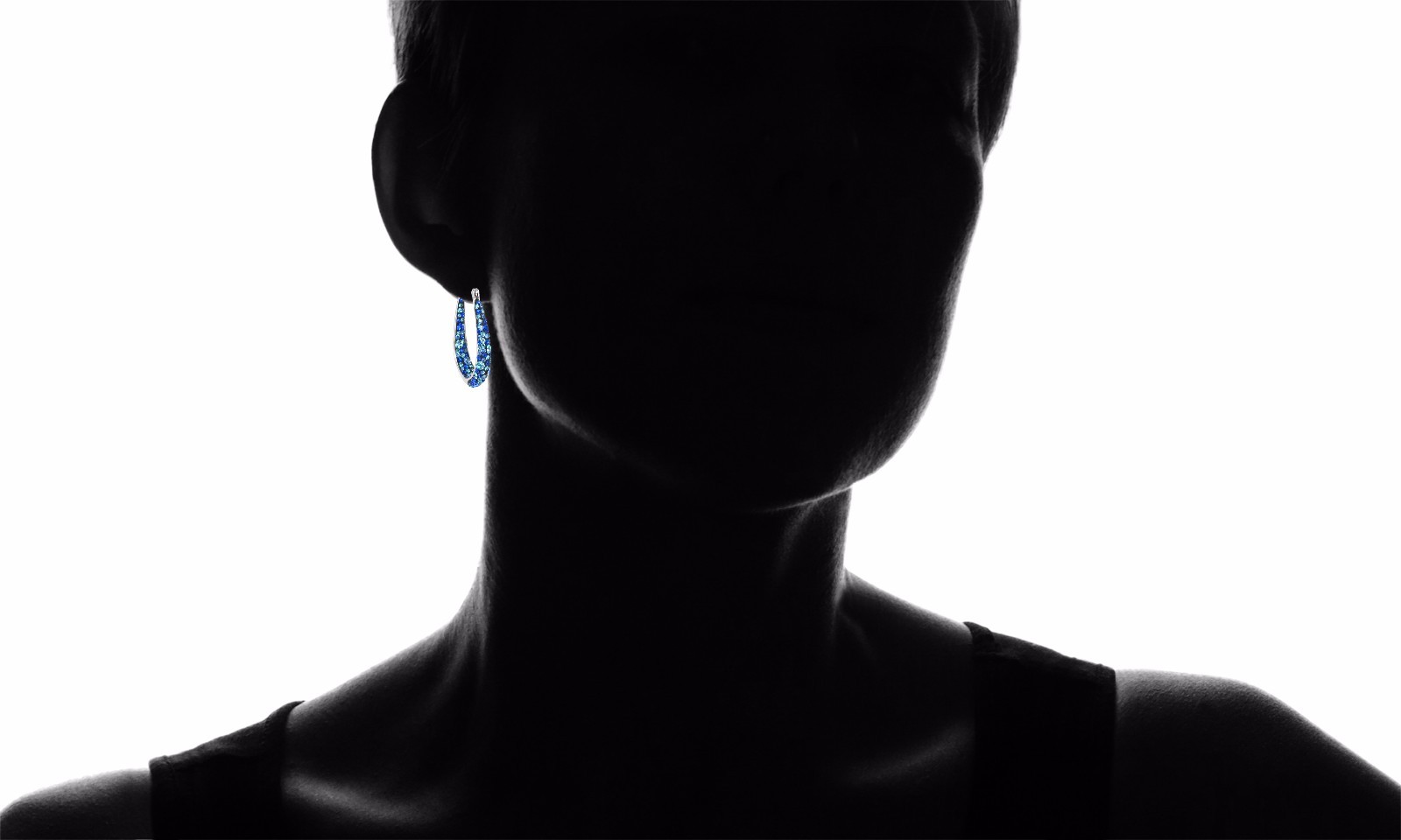 Women’s 18kt White Gold Inside Out Blue Hoop Earrings