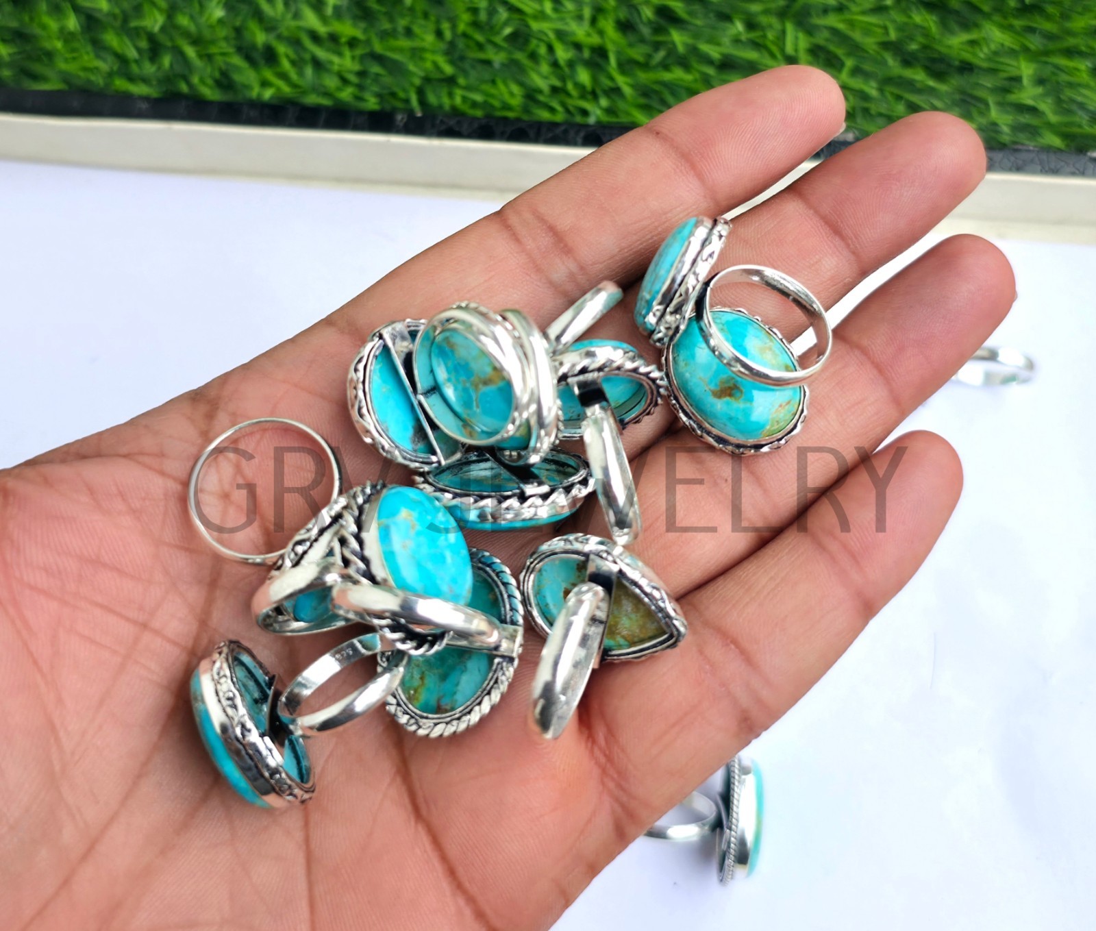 1-500 Pcs Chrysoprase In Wholesale Stone Rings Lot Bulk: Silver Plated Whr-80