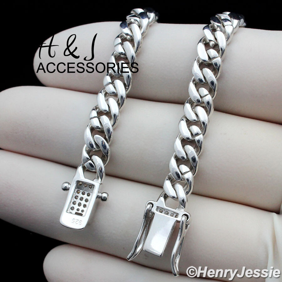 MEN 925 STERLING SILVER 18″-30″X6MM ICY BLING CZ MIAMI CUBAN CURB NECKLACE*SN19