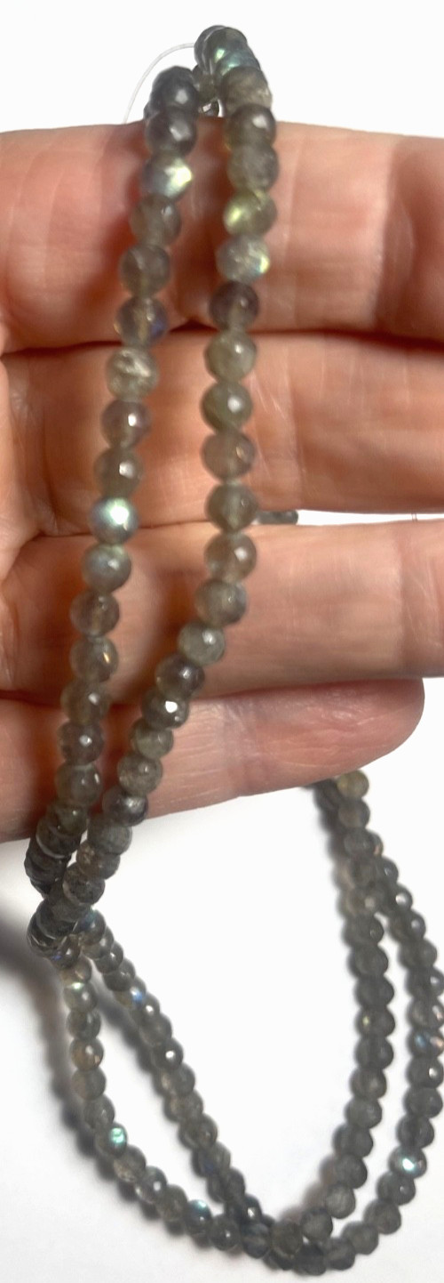 ONE NATURAL FACETED LABRADORITE 5 MM BEAD SRAND 16 ” BELOW WHOLESALE!!!