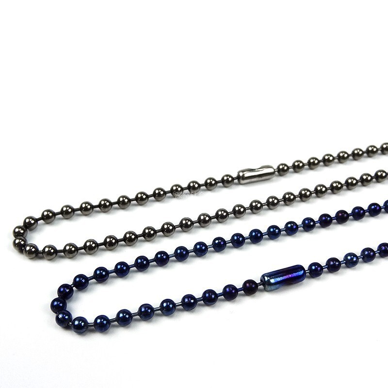 2mm 2.4mm 3mm 4mm Titanium Ball Beads Chain Necklace Anti-allergy 25.6” Stylish