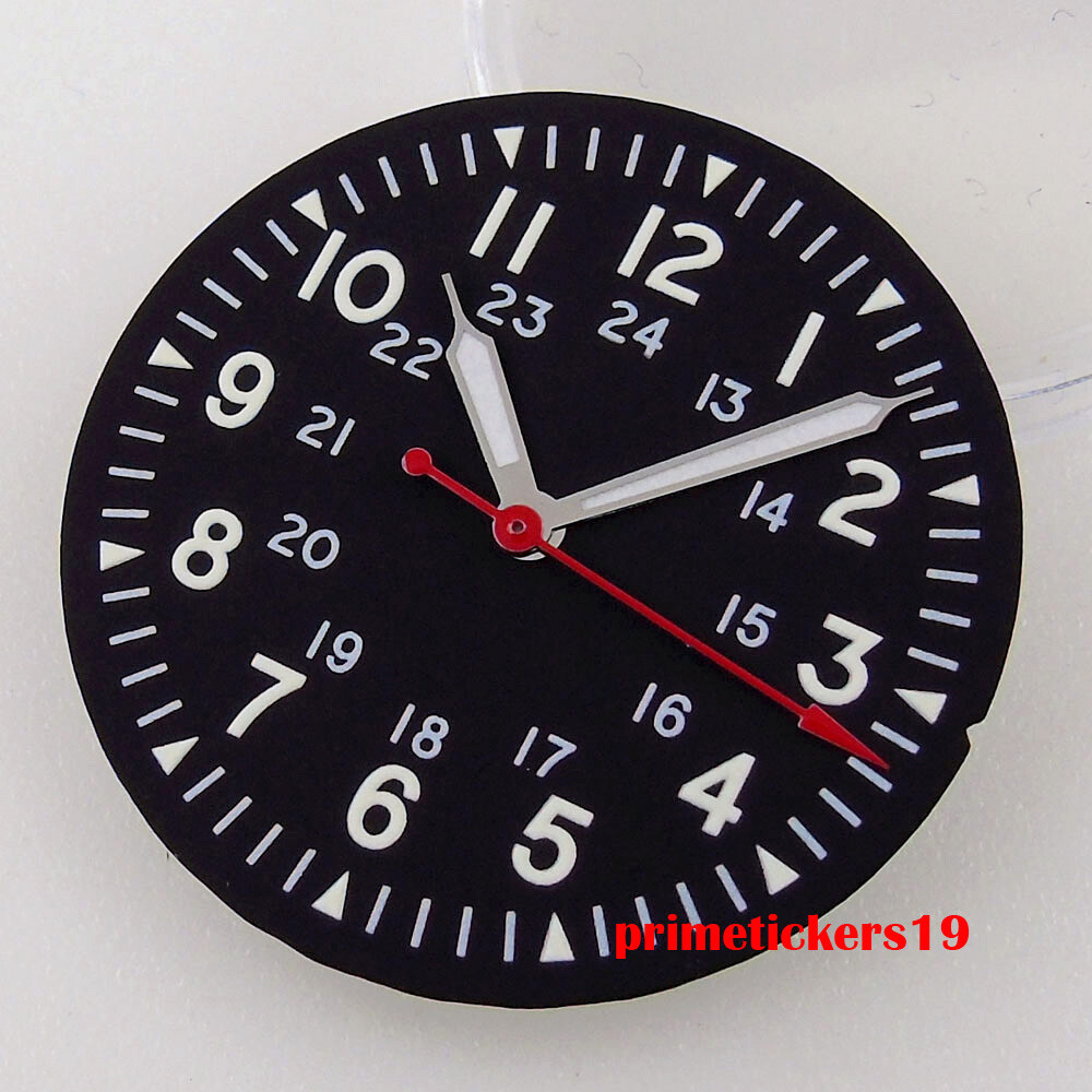 29mm Black Dial Hands Set Green Luminous Fit NH35 NH36 ETA2824 PT5000 Movement