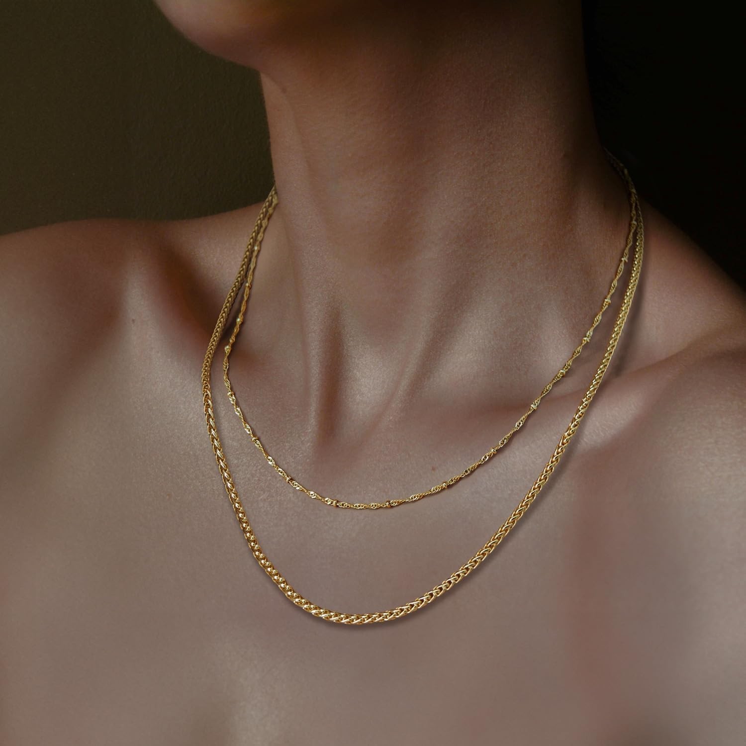 Necklace Chains 14K Gold Plated Necklace for Women & Mens 2.5mm 16-30in (16in)