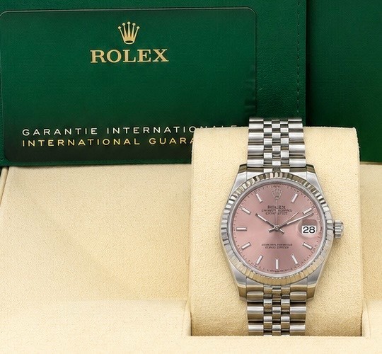 2021 Rolex Datejust 31mm Pink Index Dial, Fluted Bezel Jubilee Great Condition