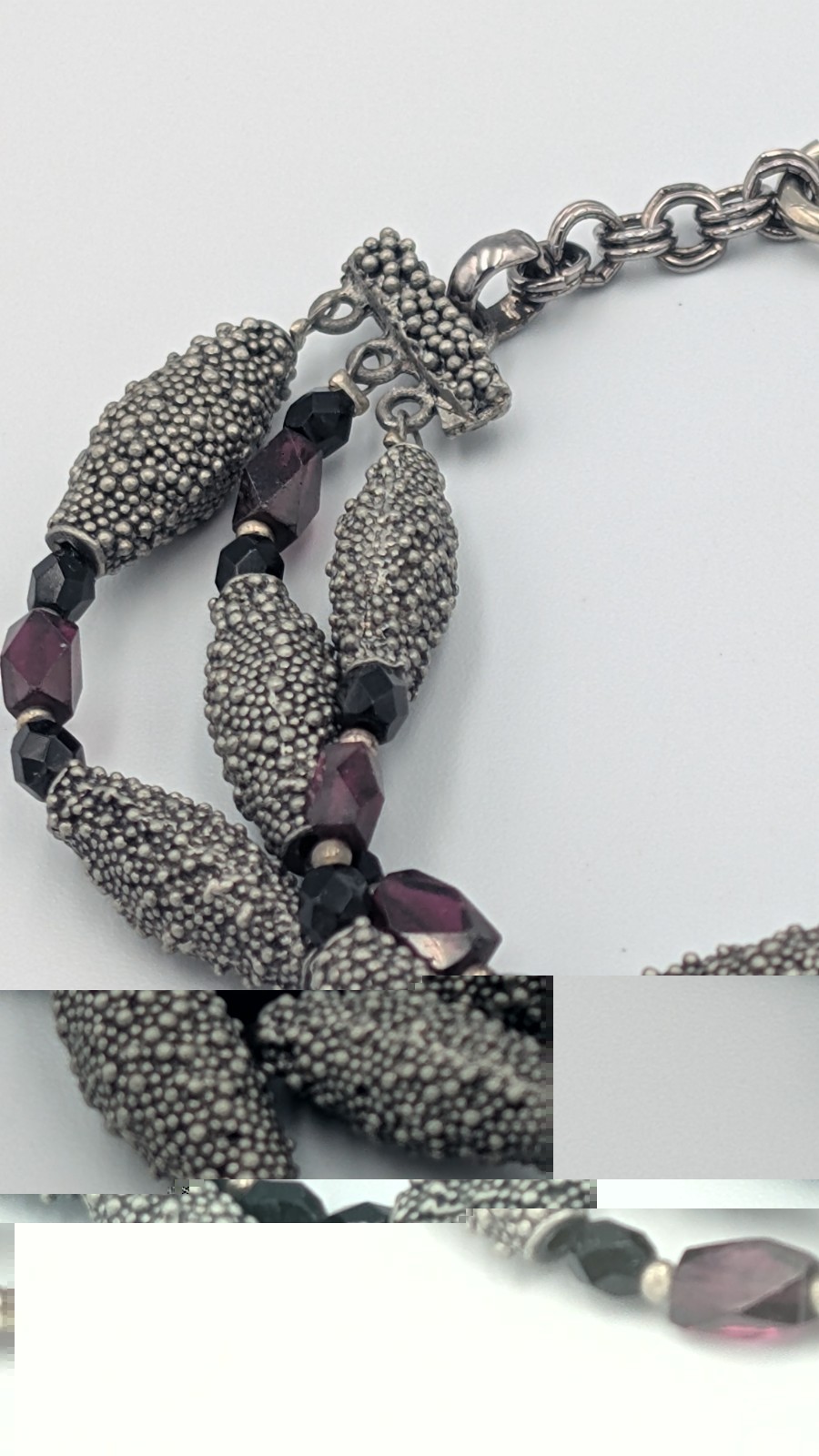 In The Style of Michael Dawkins Silver Popcorn Beaded Multi-Strand Bracelet