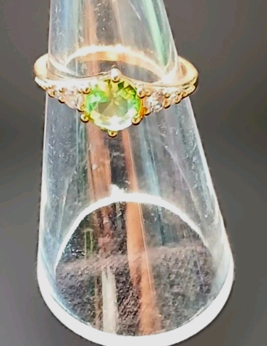 Yellow Gold Oval Green Peridot w/ Synthetic Gems Set