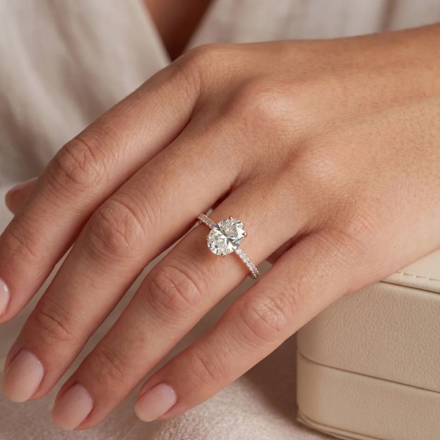 2.35Ct Oval-Cut VS1 Lab Grown Diamond Wedding Engagement Ring 14k Rose Gold