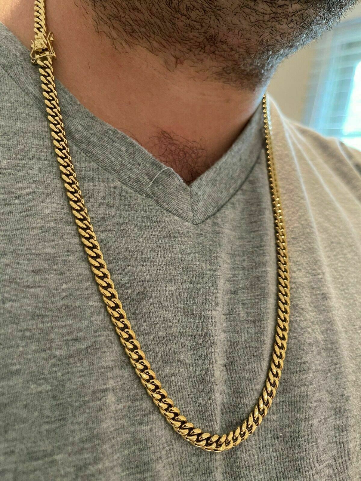 Real Miami Cuban Link Chain Necklace / Bracelet 14k Gold Plated Stainless Steel