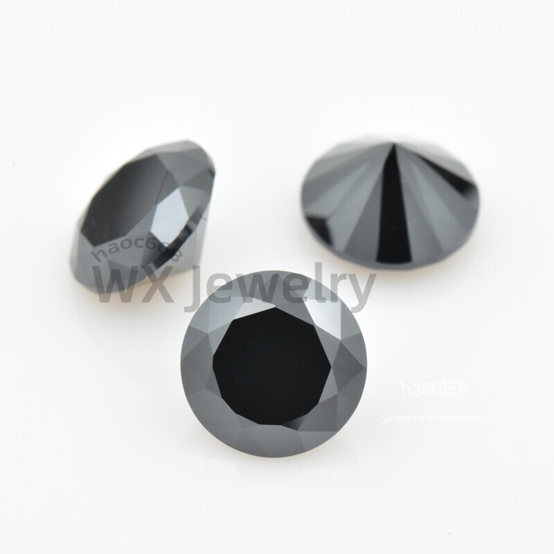 100pcs 0.8mm-2.0mm Round Cut Black Loose Cubic Zirconia Stone for Making Jewelry