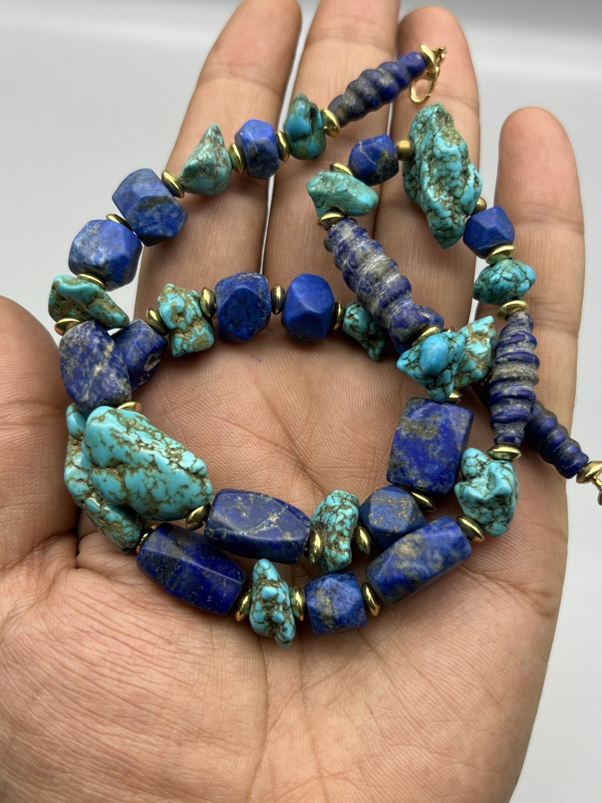 Turquoise Lapis Lazuli’s Mix Beads Strings Male Vintage Beads Vintage Jewellery