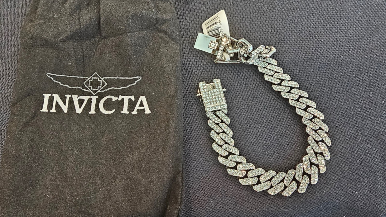 Invicta Elements Men’s Ultra Iced Out Cuban Chain Bracelet Silver Tone 80827