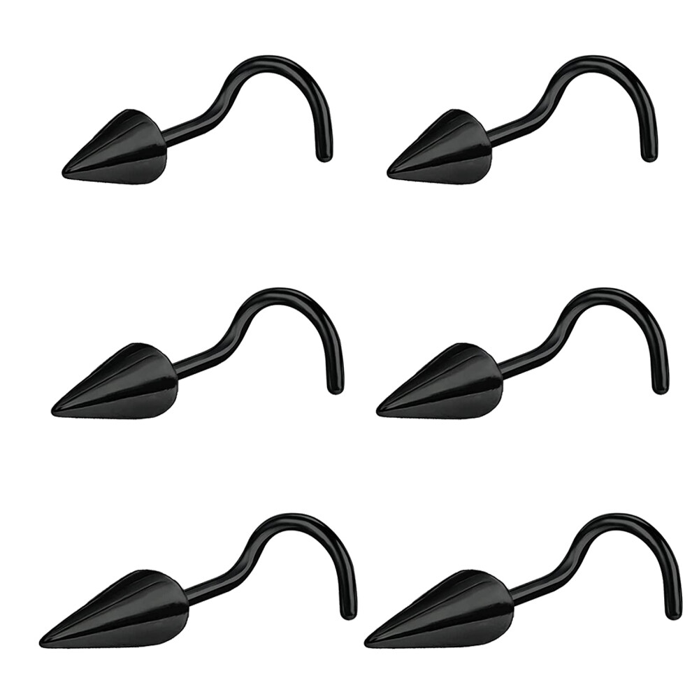 6 Pcs/lot 20g Stainless Steel Spike Nose Stud L/S-Shape Nostril Piercing 6-10MM